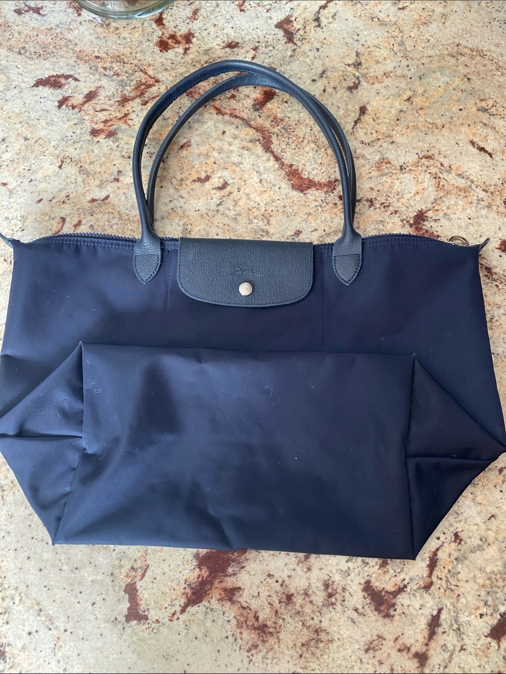 Longchamp Original Nylon Tote with Black Leather Trim